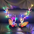 Miniatyrbillede 1 af 4: LED Julelys Hårspænde 2 stk. Simuleret Trægren Hårklips Lysende Elg Gevir Fest Dekoration til Kvinder og Piger