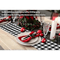 Miniatyrbillede 4 af 4: Buffalo Check Bordløber Bomuld Rød og Sort Tartan Klassisk Stilfuld Design til Familiemiddag Jul Ferie Fødselsdag (14 x 108 Tommer)