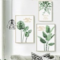 Miniatyrbild 4 av 5: Wekity Botaniska Väggkonsttryck Set om 3 Tropiska Blad Canvas Dekoration Växtblad Boho Väggdekor Bilder Gröna Boho Posters Konstset Badrumsvägg