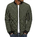 Miniatyrbild 1 av 5: Fianao Solid Färgad Jacka Långärmad All-Match Zip Up Stå Krage Herrjacka för Kontor (L Armég Grön)