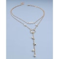 Miniatyrbilde 5 av 5: Boho sirkelperlekjede gull lang kjede halskjede Tiny Bead Chok