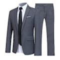 Miniatyrbild 1 av 5: Fianao Herrkostym Set Krage Formell Snygg Knappar Fickor Blazer för Dejting (3XL Grå)