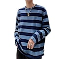 Miniatyrbilde 1 av 5: Stripetegenser med rund hals og lange ermer for menn - Avslappet passform - Casual topp for ungdom og menn - Tilbehør (2XL Blå)