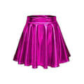Miniatyrbillede 1 af 2: Dame Skinnende Metallisk Våd Look Strækbar Udsvinget Mini Skater Nederdele/m/l/xl, 100% Ny (M)