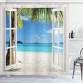 Duschdraperi i Polyester för Strand (180*180cm), Tropisk Palmstrand T
