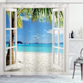 Miniatyrbillede 1 af 5: Strand Polyester Bruseforhæng (180*180cm), Tropisk Palm Strand T