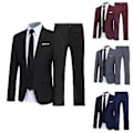 Miniatyrbilde 2 av 5: Fianao Herre Dressjakkesett med Krage Formelle Stilige Knapper Lommer Blazer for Dating (L Grå)