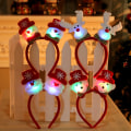 Miniatyrbilde 5 av 5: 8 stk julehodebånd med lys, julehodebånd med snømann, hjort og LED-lys