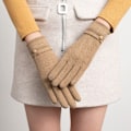 Miniatyrbillede 5 af 5: Pale Coffee Vinterhandsker til Kvinder Piger Varme Touch Screen Handsker