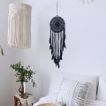 Miniatyrbild 5 av 5: Blanc-Grand Boho Drömfångare Vit Fjäder Macramé Väggbonad