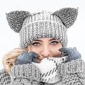 Miniatyrbillede 3 af 5: Katteørehue Sød Beanie Hat Strikket Hætte Varmt Slouchy Hæklet Hat