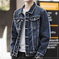 Miniatyrbillede 3 af 5: Herrejakke Denim Retro Hip Hop Stil Løs Enkeltknappet Langærmet Revers Multi Lommer Casual Streetwear Plus Size Herre Frakke (XL sort)