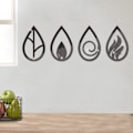 Miniatyrbilde 3 av 5: Metallisk veggdekor, Fire elementer, dekorativ boho-kunst for stue