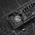 Miniatyrbillede 4 af 5: 30 x 10 cm afløbsrist til bruser, sort gulvafløb med rustfrit stål G