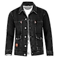 Miniatyrbilde 2 av 4: Herre Høstjakke Lange Ermer Termiske Knapper Ren Farge Høst Denimjakke for Daglig Bruk (XL blå)