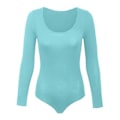 Miniatyrbillede 1 af 3: Dame Crew Neck Langærmet Bodysuit, Dobbeltforet, Smørblød, Essentiel Basic Top (L Lyseblå)