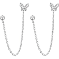 Miniatyrbild 1 av 4: Hål Fjäril Halo Cz Små Stud Cuff Wrap Tassel Kedja Crawler Climer Hängande Örhängen För Kvinnor Tonårsflickor Brosk S925 Sterling Silver Pier