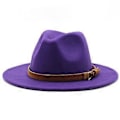 Miniatyrbilde 3 av 4: Fedora Hatt høst og vinter Ullhatt kirke høy hatt flat brem allsidig jazzhatt 56-61cm Justerbar(M svart)