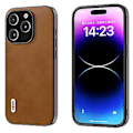 Miniatyrbillede 1 af 4: Kalveskindstekstur PU-etui til iPhone 15 Pro (Brun)