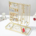 Miniatyrbild 3 av 5: Enkelt och elegant smyckesställ, modernt smyckesställ i metall, robust displayställ för örhängen, armband och halsband, guld (guld)