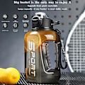 Miniatyrbild 2 av 5: 1700ml/2500ml Stor Vattenflaska med Skala Mode Stor Sportflaska för Träningspass(1700Ml Svart)
