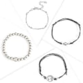 Miniatyrbillede 2 af 5: Sæt med 4 Boho Perlearmbånd med hjerte og kort og ædelsten Armbånd til kvinder og piger