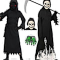 Pikkukuva 3 / 5: Lasten Kuoleman Asu Halloween Kuoleman Viitta Viikate Asu Lasten Kuoleman Asu Lapsille Pojille Tytöille Z 009 XL(XL Z 009)