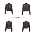 Miniatyrbillede 3 af 5: Løs cardigan frakke, afslappet jakke mode ribbet, læderjakke til kvinder (3XL Kaffe)
