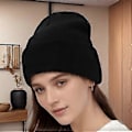 Miniatyrbillede 2 af 5: Unisex Strikket Beanie Hat - Enkelt, Varmt, Med Kant, Vinterhue, Vindtæt, Ørebeskytter, Til Udendørs Sport (Neon Grøn)