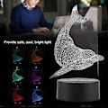 Miniatyrbillede 4 af 5: Touch Kontrol Lampe 3D Natlampe Akryl Delfin Panel + USB Kabel (Sort + Fjernbetjening)