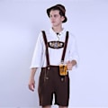 Pikkukuva 4 / 5: 100% Uusi, Miesten Oktoberfest-asu Saksalainen Baijerilainen Lederhosen Olut Oktoberfest Naamiaisasu (S Aprikoosi)
