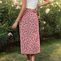 Miniatyrbild 4 av 5: Kvinnors Boho Blommig Knytning Hög Midja Wrap Slit Midi Klänning röd l