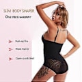 Miniatyrbillede 2 af 4: Shapewear Rygfri Body Shaper til Kvinder Push Up BH Lav Ryg G-streng Bodysuit (XL Sort)