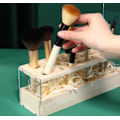 Miniatyrbild 4 av 5: 31-håls transparent sminkborsthållare i bambu med transparent a