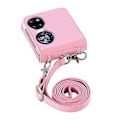 Miniatyrbilde 5 av 5: Diagonal Embosset Lommebok-etui for Huawei P50 Pocket (Rosa)