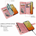 Miniatyrbillede 2 af 5: Tegnebog Lynlås Læder Telefon Etui Til iPhone 15 Pro Max (Pink)