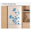 Miniatyrbillede 3 af 5: Petit Bleu Moyen 60X 40 Sticker Réfrigérateur Papillon Vigne Fi