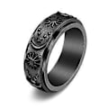Miniatyrbillede 5 af 5: Måne Stjerne Sol Spinner Fidget Ring til Angst Statement Ring Smykker Størrelse 6-11 (9 Sort)