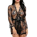 Miniatyrbilde 2 av 5: Sexy blondeundertøy nattøy G-streng babydoll undertøysett for kvinner (4XL svart)