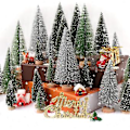 Miniatyrbilde 2 av 5: Mini Juletrær - Kunstig Juletrær Flaskebørste Juletrær, Sisal Snøtre med Trebase for Juledekorasjon Julefest