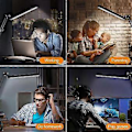 Miniatyrbilde 2 av 5: Justerbar LED Skrivebordslampe Leselys med Klemme Metall Svingarm Bordlampe 10 Lysstyrkenivåer Skrivebordslamper for Hjemmekontor Arbeid Lesing