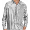 Pikkukuva 1 / 5: Miesten disco-paidat, kiiltävä pitkähihainen paita (2XL hopea)