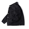 Miniatyrbillede 1 af 5: Herrejakke Denim Retro Hip Hop Stil Løs Enkeltknappet Langærmet Revers Multi Lommer Casual Streetwear Plus Size Herre Frakke (XL sort)