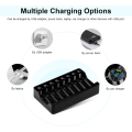 Miniatyrbillede 4 af 4: Genopladelig AA, oplader 8 slots 1.5v,1.2v Nimh ni CD AA AAA batteritype - C (USB hurtigopladning, Sepa