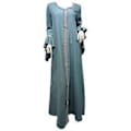 Pikkukuva 1 / 5: Löysä Dubai Casual Kaftan Robe-Mekko, Kirjonta, Muslimimekko Naisille (XL Vaaleansininen)
