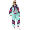Miniatyrbilde 4 av 4: Rave-antrekk for kvinner, skinnende crop top-hettegenser, metallisk fritidsbukse, hettegenser-treningsgenser, discodanse-klubbklær (X-Large Mint Green)