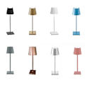 Miniatyrbillede 3 af 4: Sengelampe Øjenbeskyttelse Akryl USB Genopladelig Til Bar Restaurant Indretning Touch Kontrol System Aluminium Bordlampe (Blå)