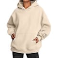Miniatyrbillede 1 af 3: Løse hættetrøjer til kvinder, langærmet pullover (S Abrikos)