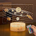 Miniatyrbilde 1 av 5: Solcellesystemet 3D Optisk Illusionslampe Univers Rom Galakse LED Nattelys med Fjernkontroll for Rom Elskere Gutter og Jenter som en Best Gave (Solcellesystemet)