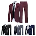Miniatyrbild 4 av 5: Fianao Herrkostym Set Krage Formell Snygg Knappar Fickor Blazer för Dejting (XL Svart)
